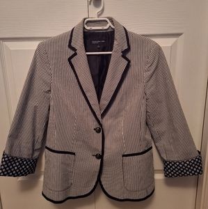 Jones New York Signature Black and White Pinstripe Blazer